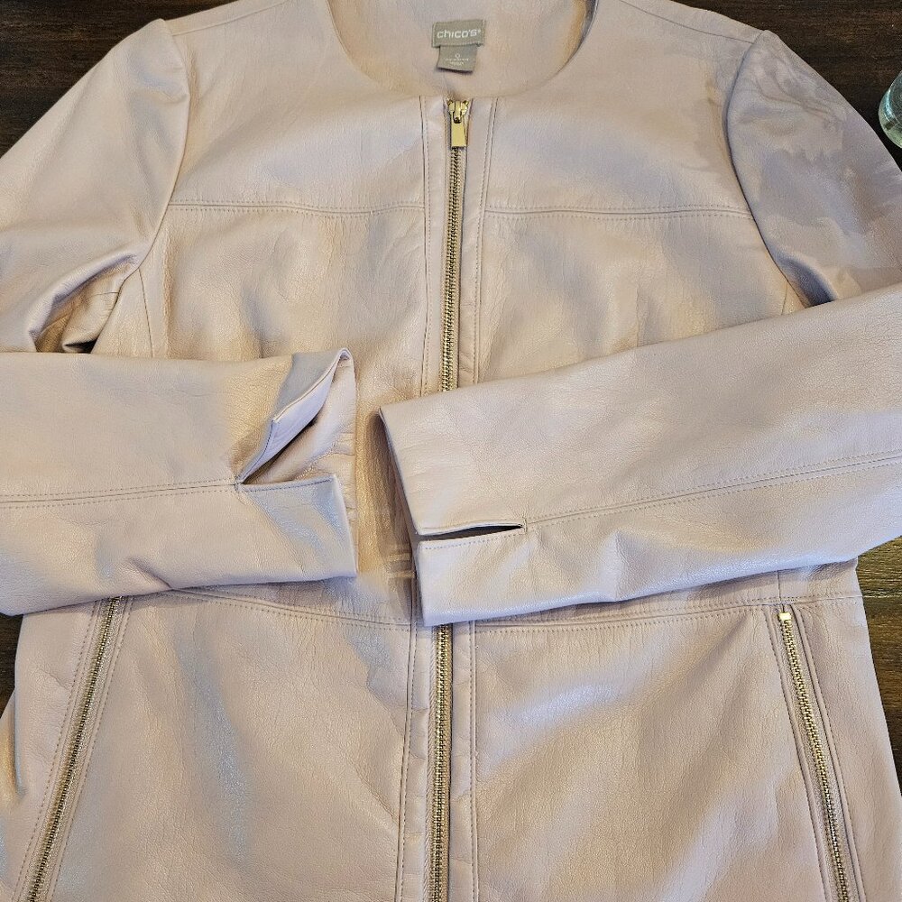 Chicos Faux leather light pink jacket